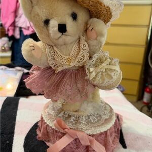 Elegant Lace Teddy Bear Music Box